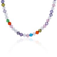 Crystal & Silver Halskette Zirkonia-Pearl Weiß-Türkis-Orange Silber Rosé