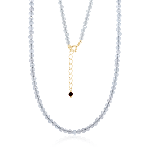 Crystal & Silver Halskette Zirkonia-Pearl Nebelgrau Silber vergoldet