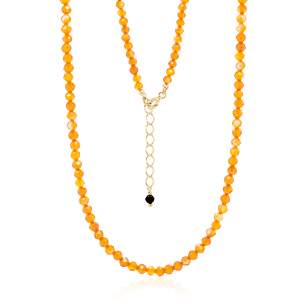 Crystal & Silver Halskette Zirkonia-Pearl Orange hell Silber vergoldet