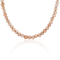 Crystal & Silver Halskette Zirkonia-Pearl Pfirsichrosa Silber vergoldet