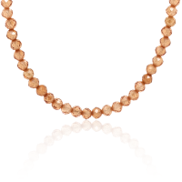 Crystal & Silver Halskette Zirkonia-Pearl Karamell Silber Rosé