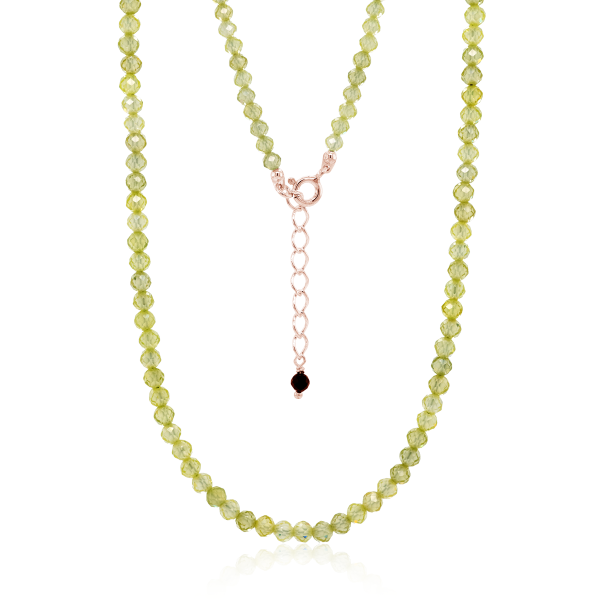 Crystal & Silver Halskette Zirkonia-Pearl Hellgrün Silber Rosé