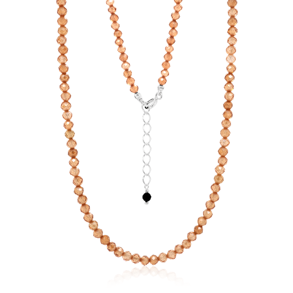 Crystal & Silver Halskette Zirkonia-Pearl Karamell Silber