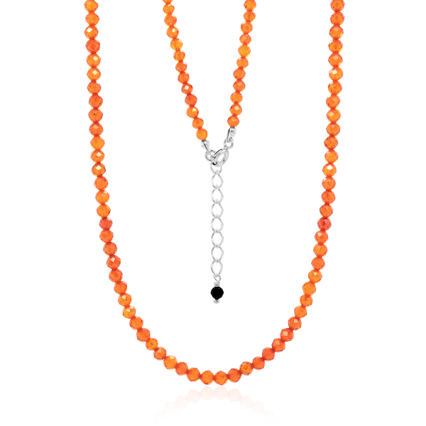 Crystal & Silver Halskette Zirkonia-Pearl Orange hell Silber